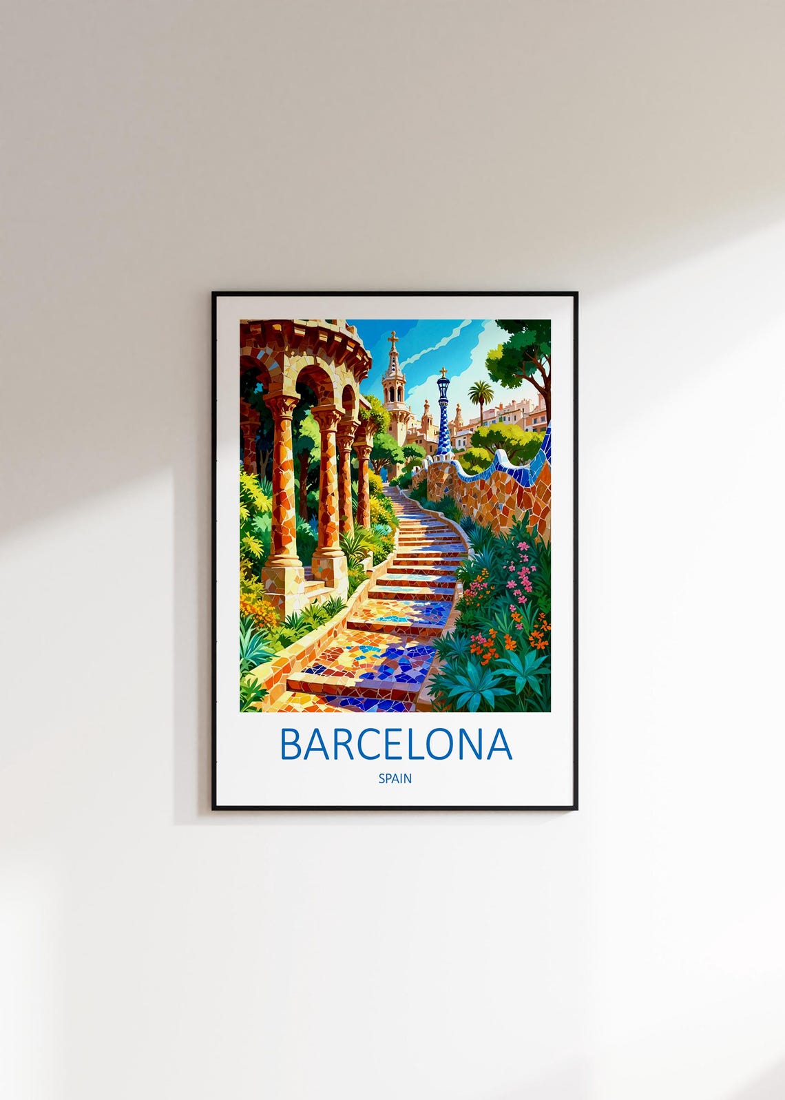 Barcelona Print Barcelona Poster Art Park Guell Print Spain Travel Print Barcelona Poster Spanish Poster Barcelona Gifts Travel Gift - Image 3
