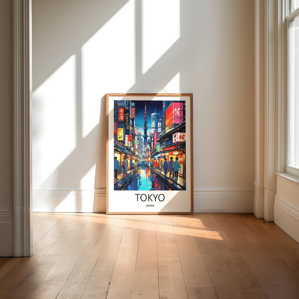 Tokyo Japan Neon Lit Street Scene at Night in the Rain Poster - Image 6