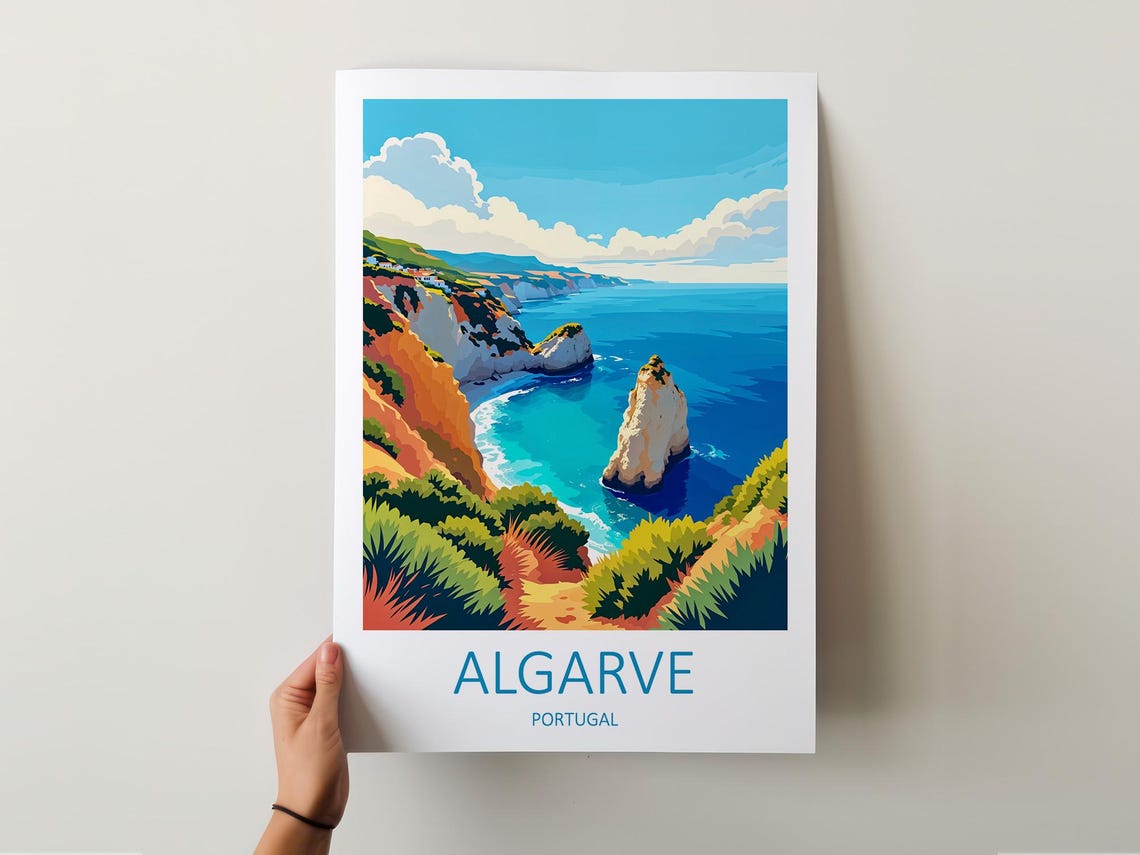 Algarve Travel Print Algarve Portugal Art Travel Gift Algarve Illustration Birthday Present Portugal Poster Algarve Coast Art - Image 5