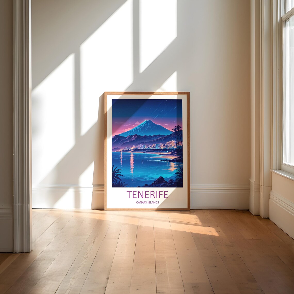 Tenerife Canary Islands Volcano Peak Night Beach Lights Travel Poster - Image 6