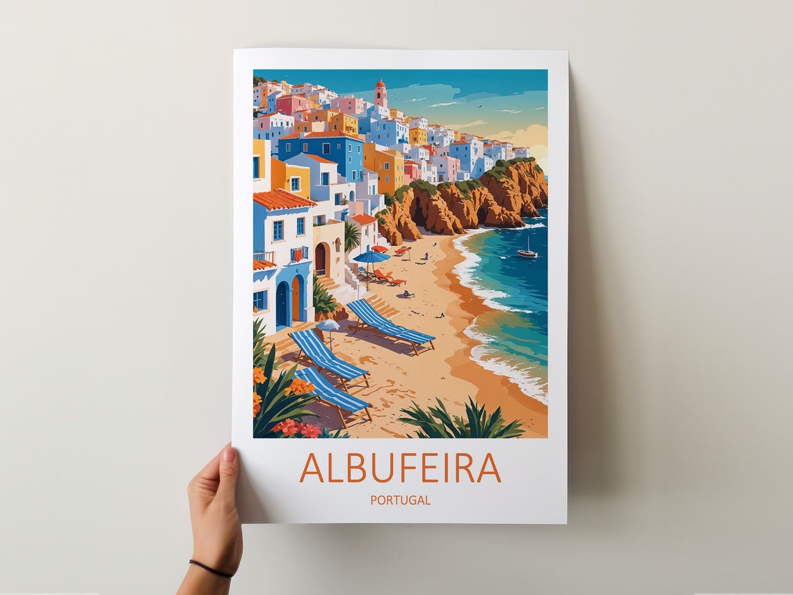 Albufeira Travel Print Portugal Wall Art Albufeira Poster Portugal Print Art Lover Gift Travel Gift Portuguese Decor Home Wall Hanging - Image 5