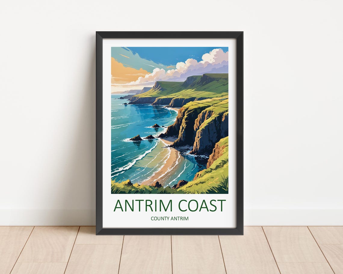 Antrim Travel Print Wall Art Ireland Home Decor County Antrim Poster Northern Ireland Travel Gift Art Lover Irish Prints Coastal Landscape