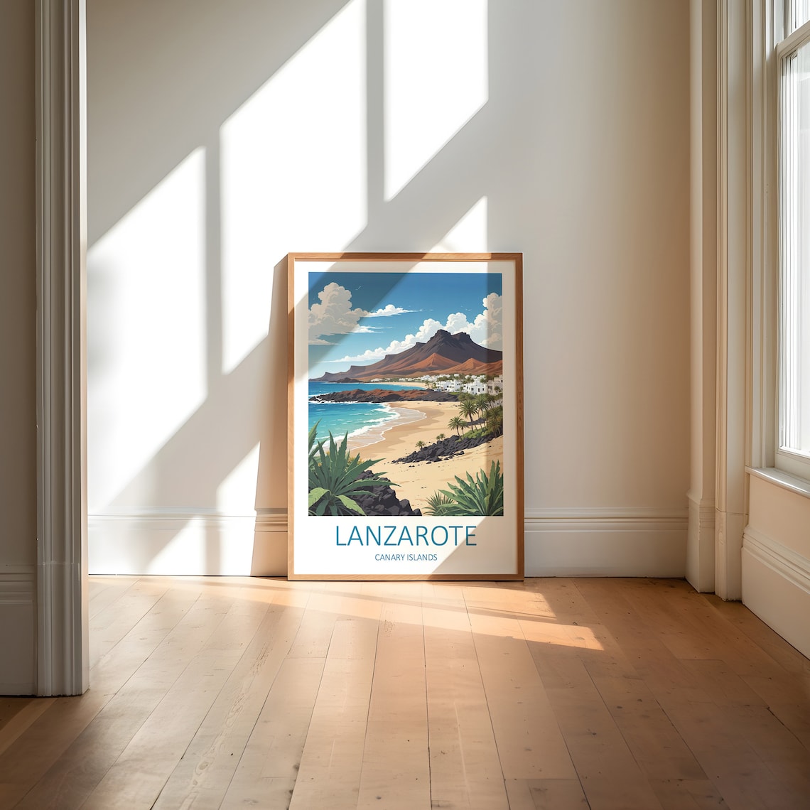 Lanzarote Canary Islands Volcano Golden Beach Palms Travel Poster - Image 6