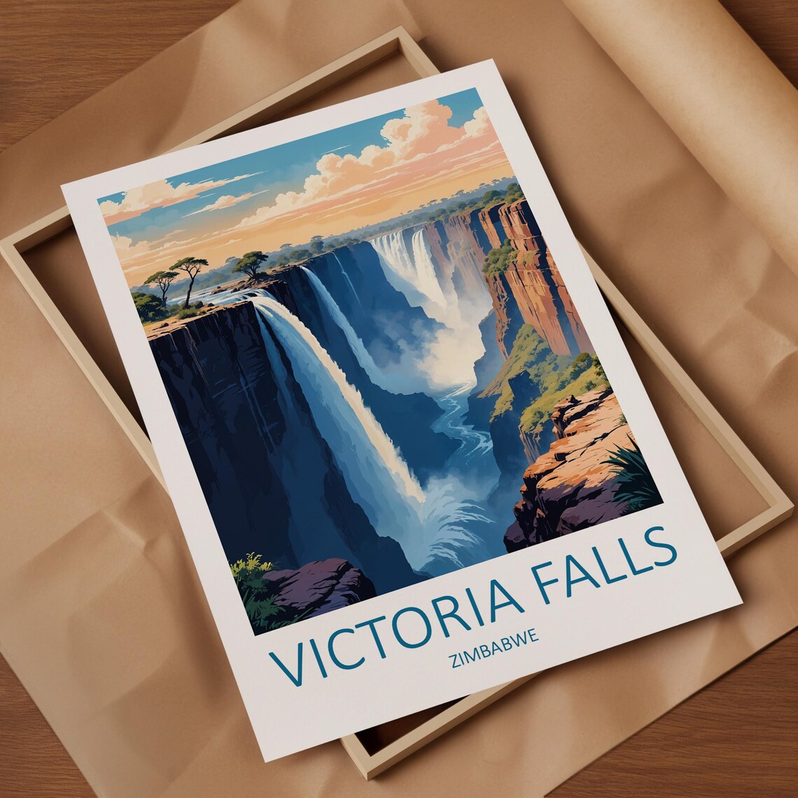 Victoria Falls Travel Print Zimbabwe Poster Africa Wall Art African Art Travel Memories Gift Zimbabwe Wall Print Waterfall Print - Image 4