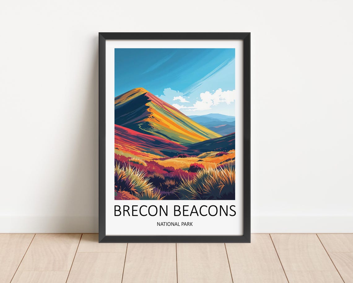 Brecon Beacons Wales Mountain Ridge in Rich Autumn Colors Poster