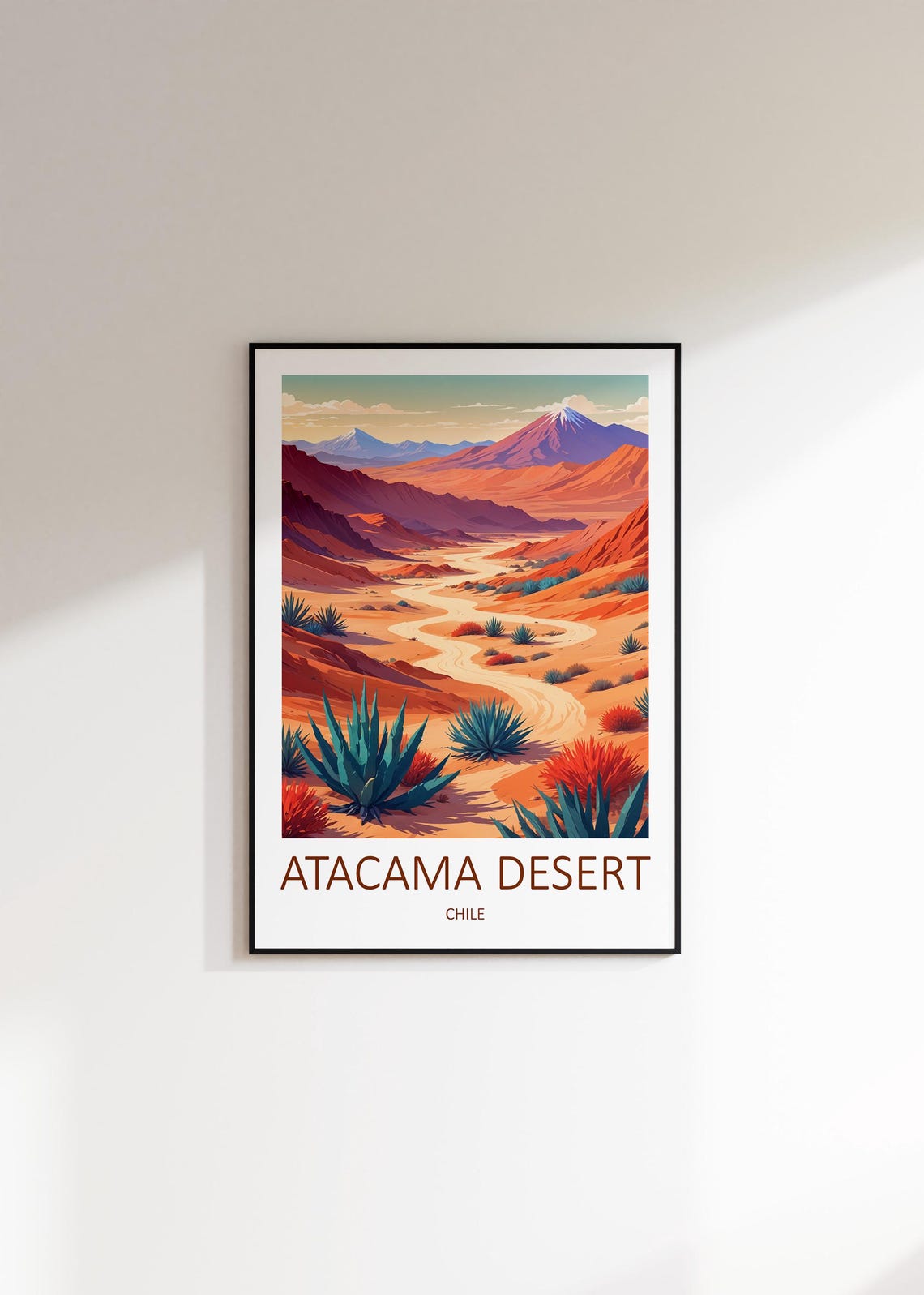 Atacama Desert Chile Red Rock Canyon Agave Landscape View Poster - Image 2