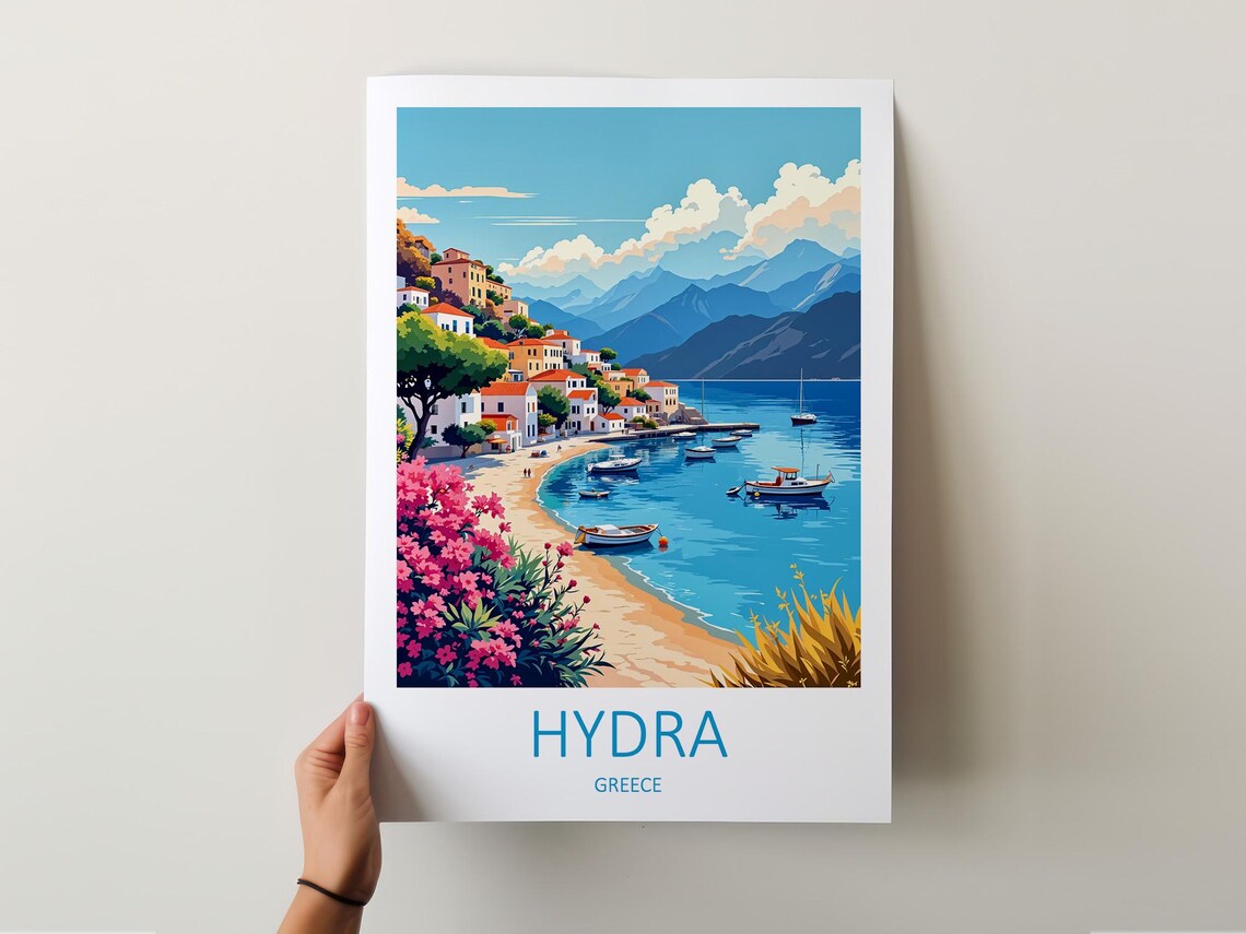 Hydra Greece Colorful Waterfront Houses and Fishing Boats Poster - Image 6