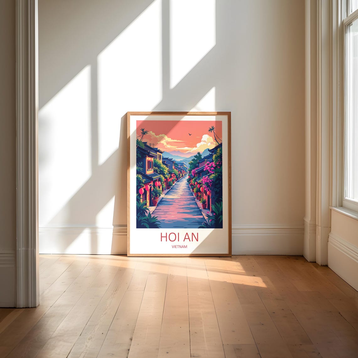 Hoi An Vietnam Lantern Lit Old Town Street at Sunset Glow Poster - Image 6