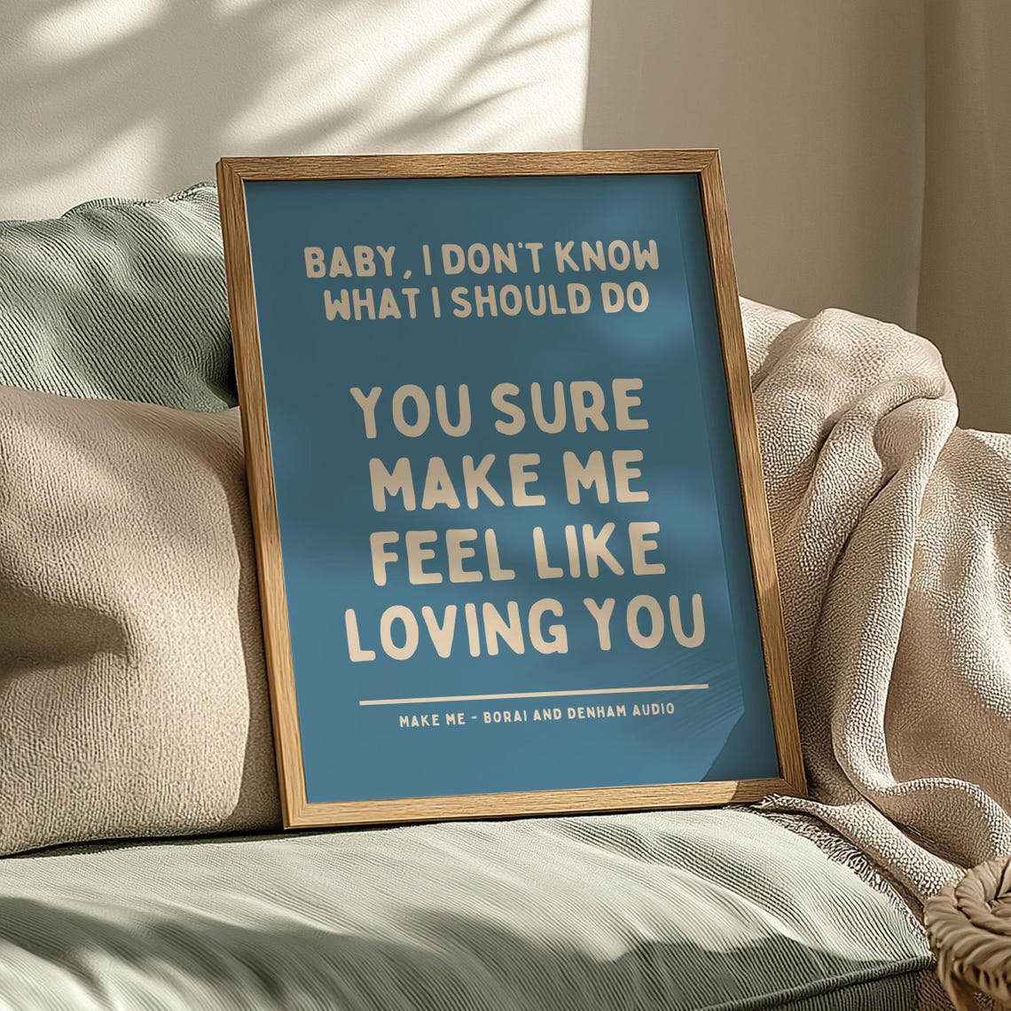 Make Me Borai and Denham Audio Blue Beige Song Lyric Art Poster