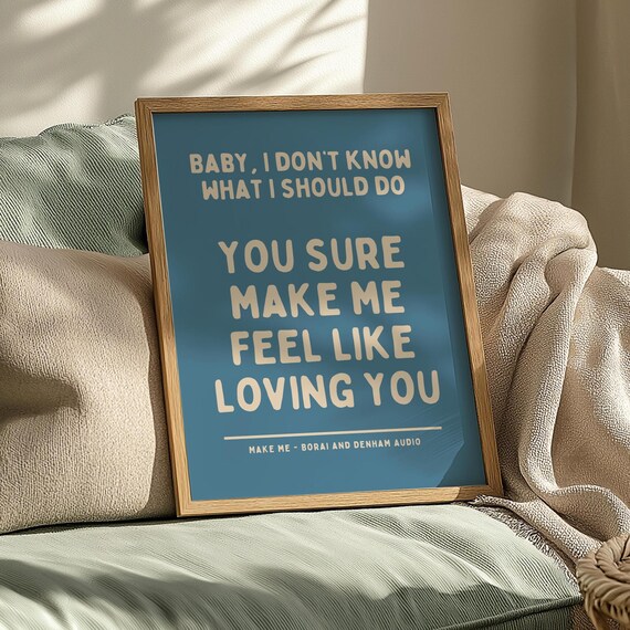 Make Me Borai and Denham Audio Blue Beige Song Lyric Art Poster