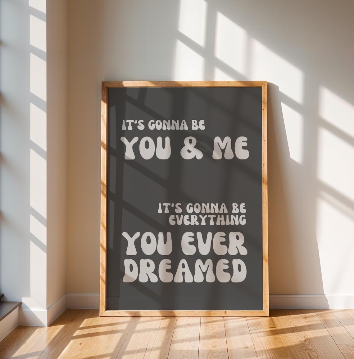 You And Me Grey Silver Lyrics Poster, Ibiza Party Vibe
