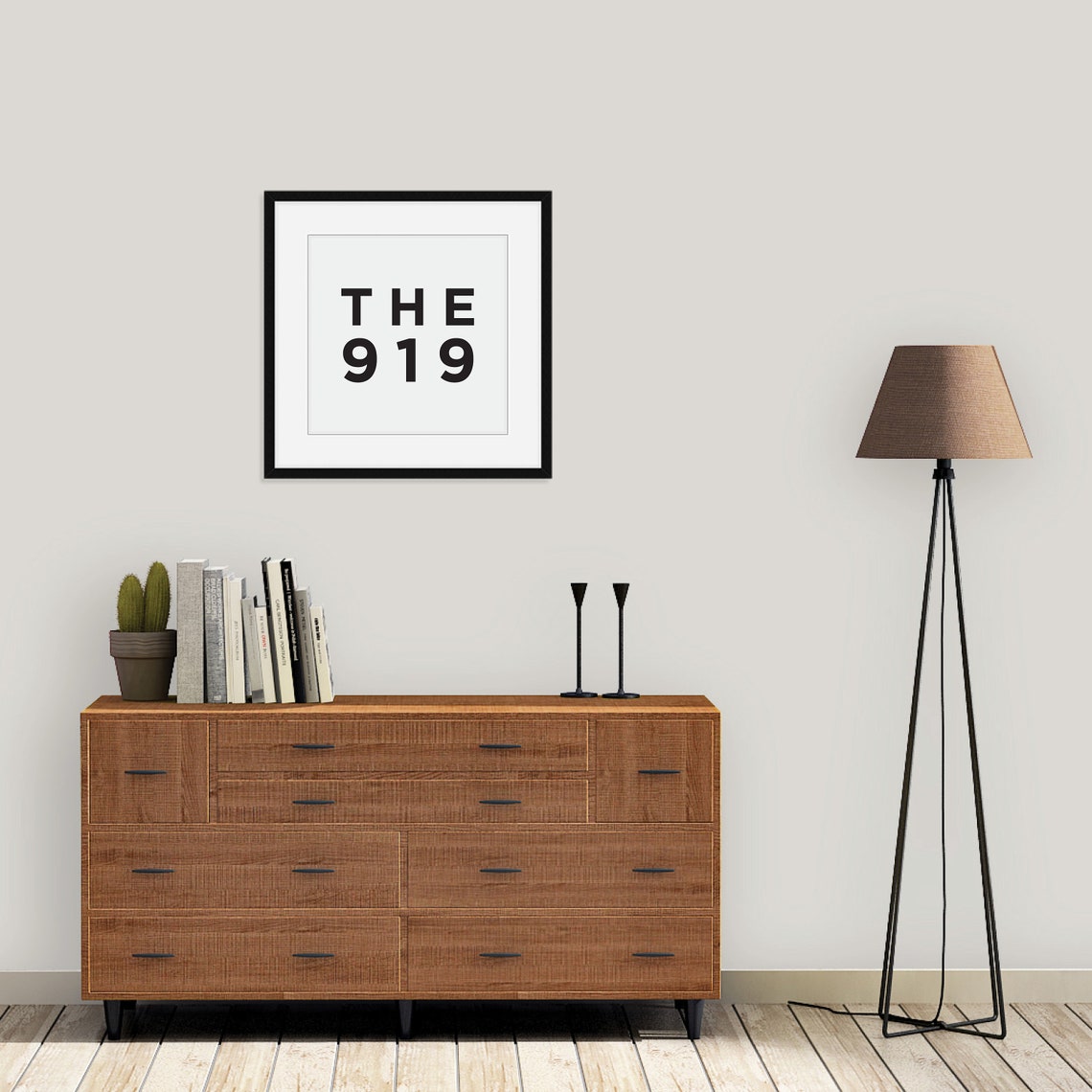 The 919 Raleigh Area Code Minimalist Black Typography Poster