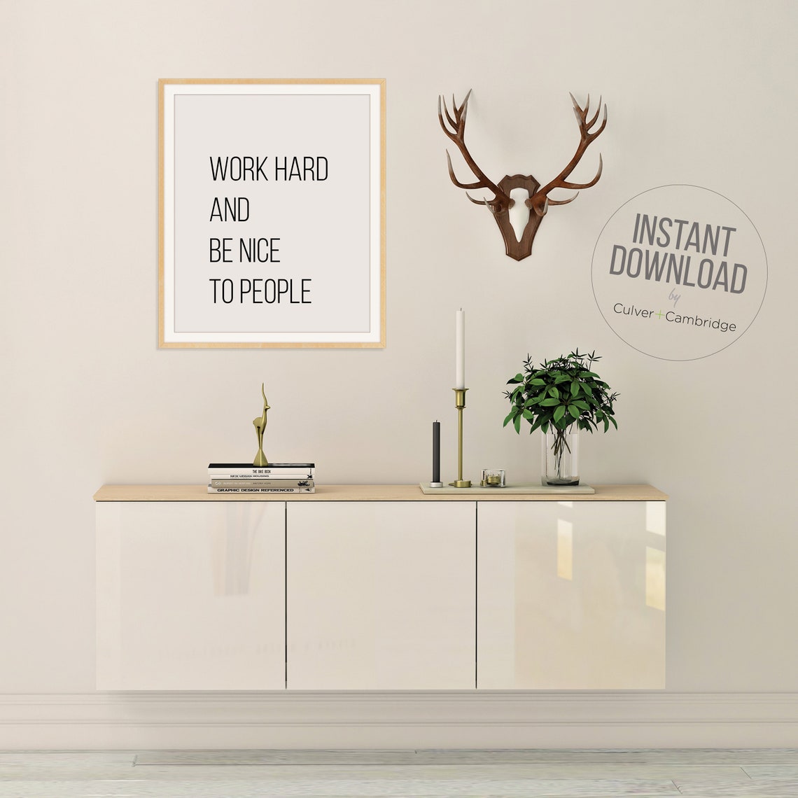 Work Hard And Be Nice To People Inspirational Quote Wall Poster - Image 2