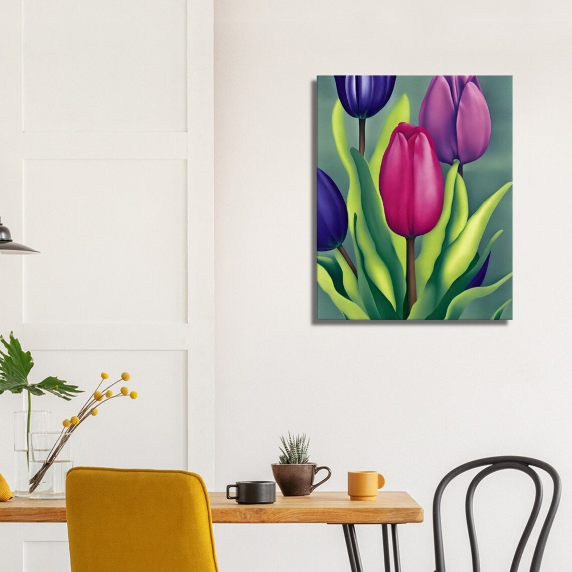 Vibrant Pink Purple Tulips Blooming Spring Floral Art Poster - Image 3