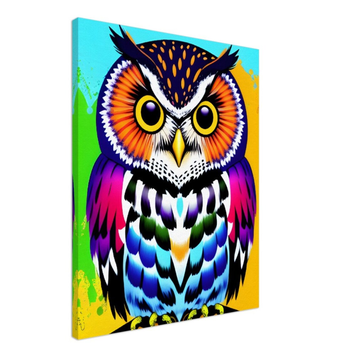 Rainbow Pop Art Owl Portrait Colorful Neon Bird Animal Poster - Image 2