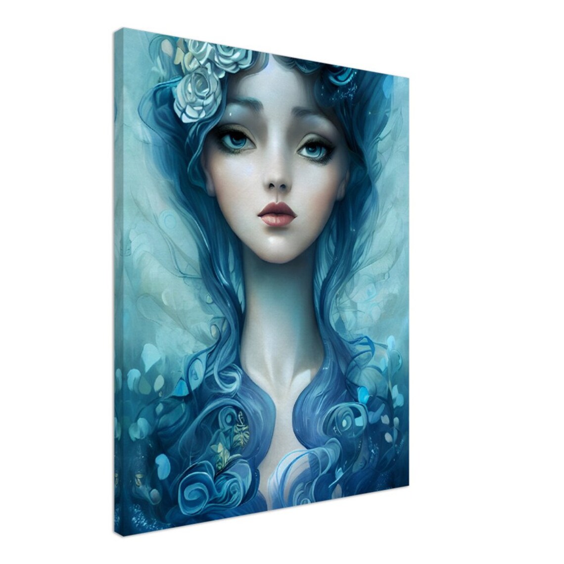 Blue Water Goddess Portrait Ethereal Sea Nymph Fantasy Art Poster - Image 2