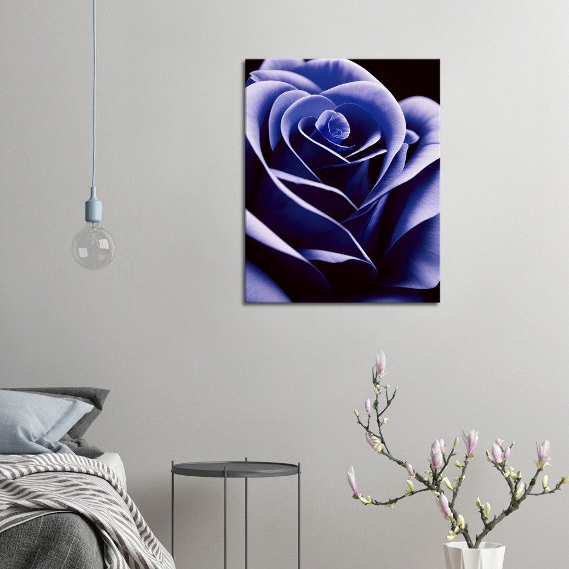 Indigo Rose Macro Dark Dramatic Botanical Flower Close Up Art Poster - Image 3