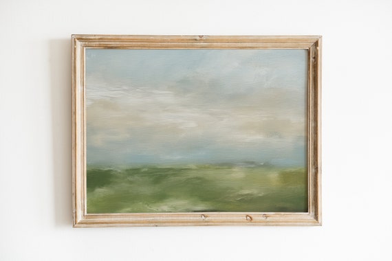 Soft Green Landscape Vintage Art Print, Muted