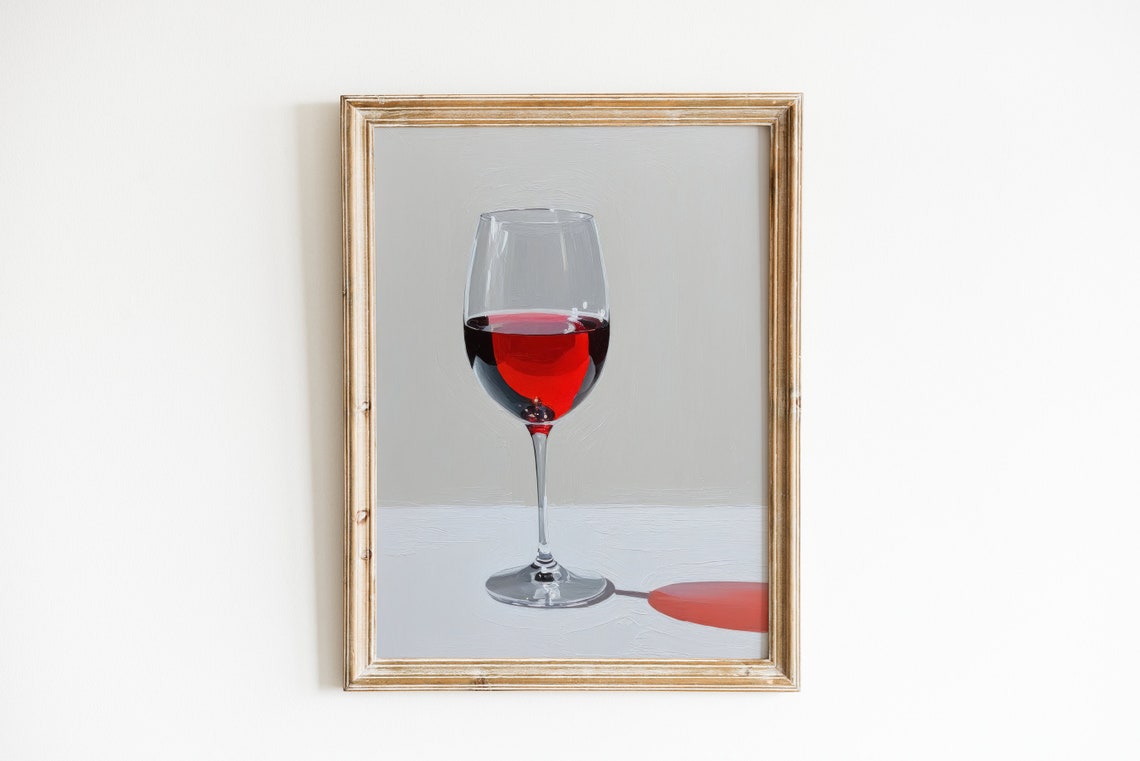 Wine Glass Painting Bar Cart Art Print