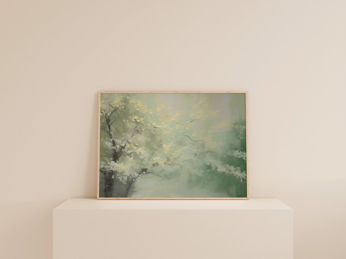 Green Antique Oil Painting Poster Print, Vintage - Image 3