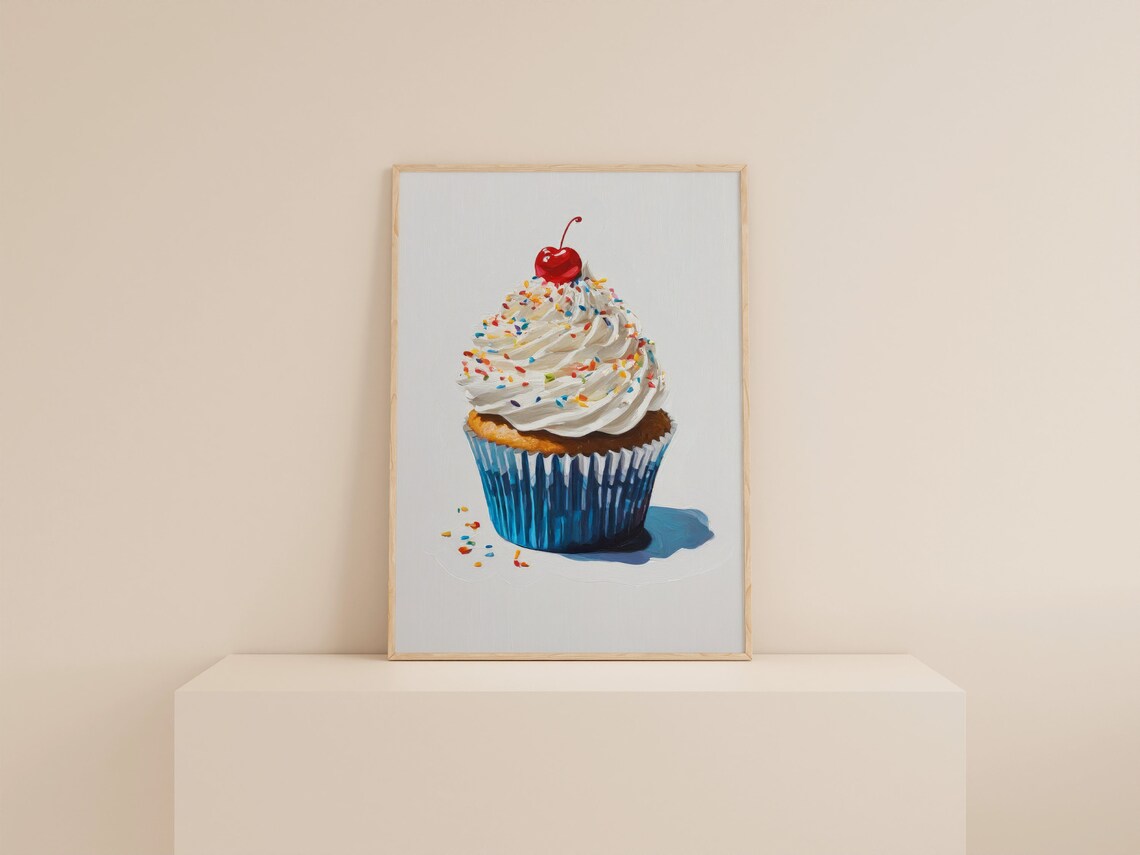 Cupcake Painting Retro Kitchen Art Print - Image 2