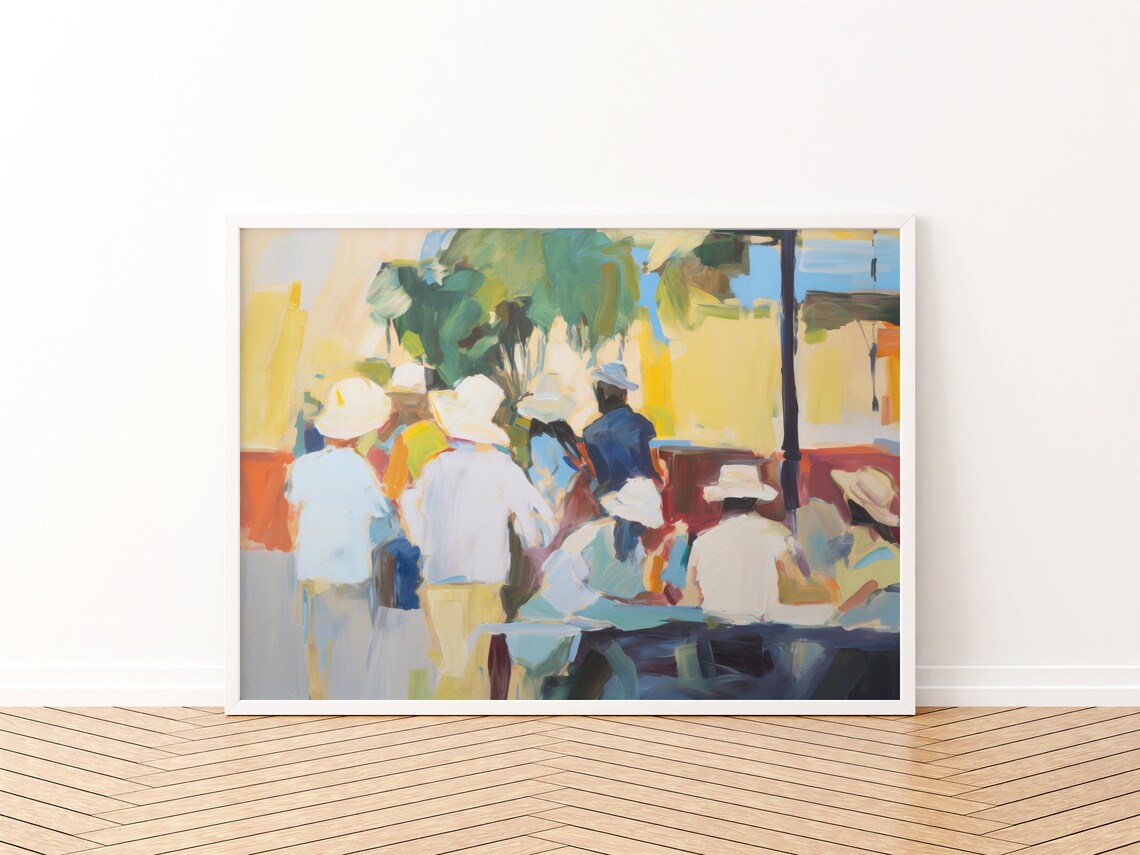 French Caf Yellow Summer Abstract Art Print - Image 3