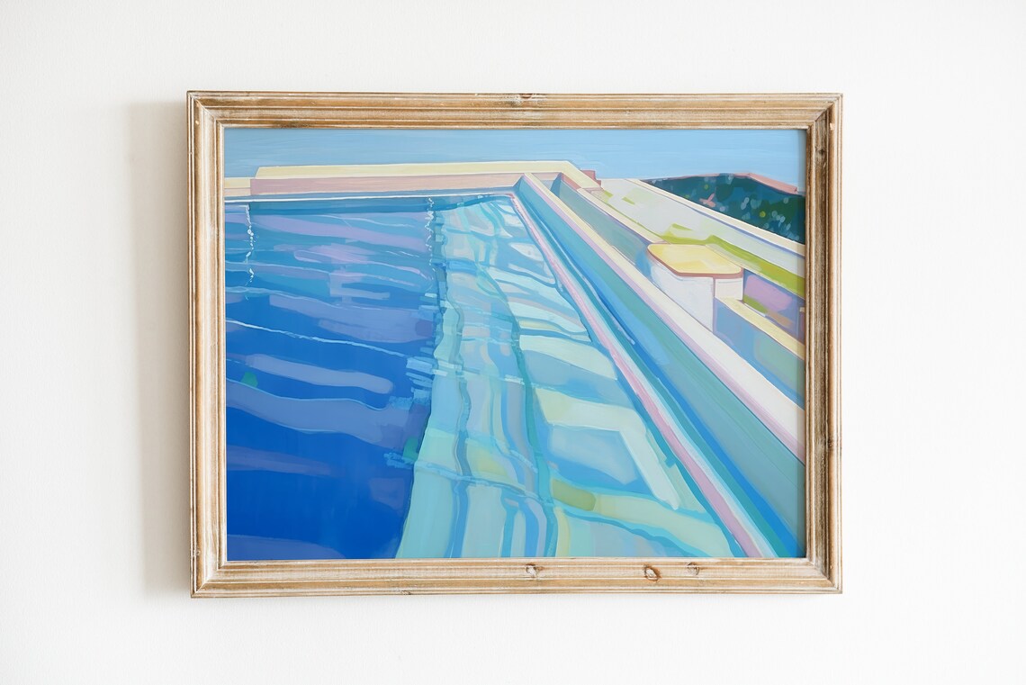 Retro Pool Painting, Maximalist Summer Art Print