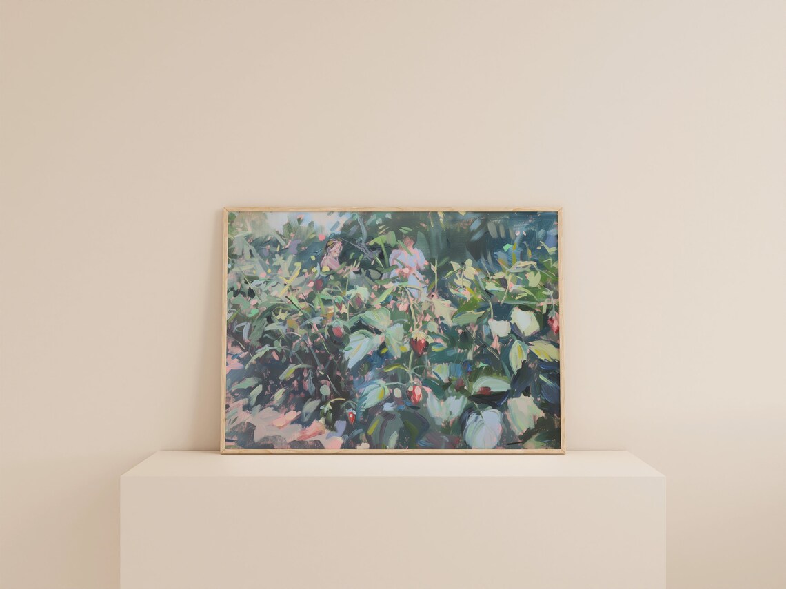 Strawberry Field Botanical Oil-Painting Art Print - Image 2
