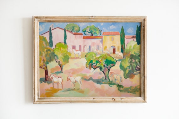 Soft Mediterranean Landscape Horse Art Print