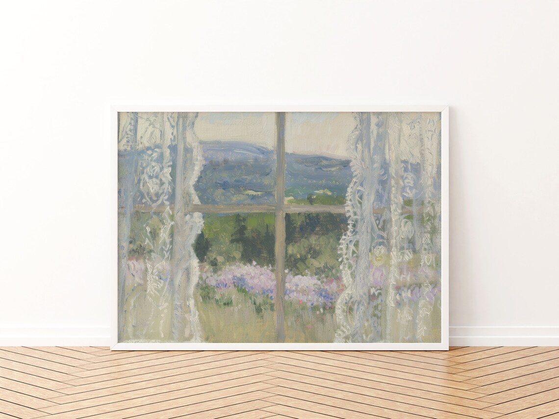 Country Summer Print, Cottagecore Rustic Floral Landscape - Image 3