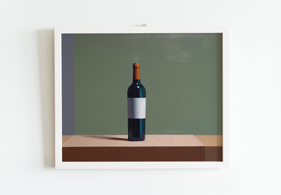Wine Bottle Print, Sage Green French Farmhouse - Image 2