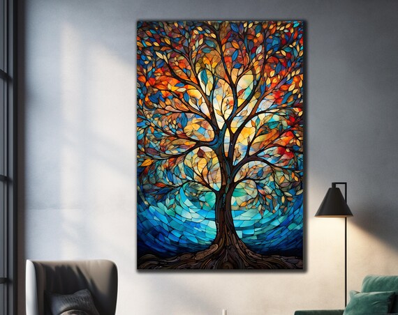 Life Of Tree Wall Art Tempered Glass Wall Art Stained Wall Print Glass Printing Large Wall Art Wall Hangings Tree Of Life Glass Wall Art