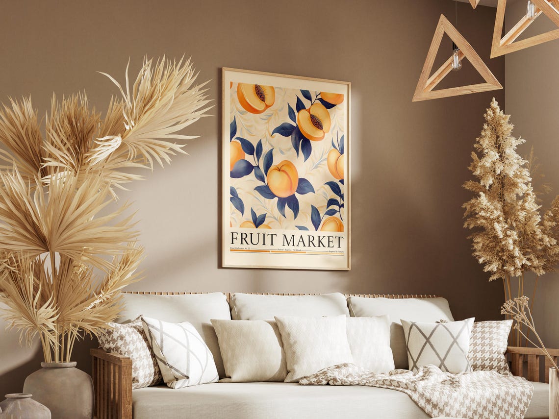 Peach Fruit Market, Modern Abstract Kitchen Art Print - Image 6