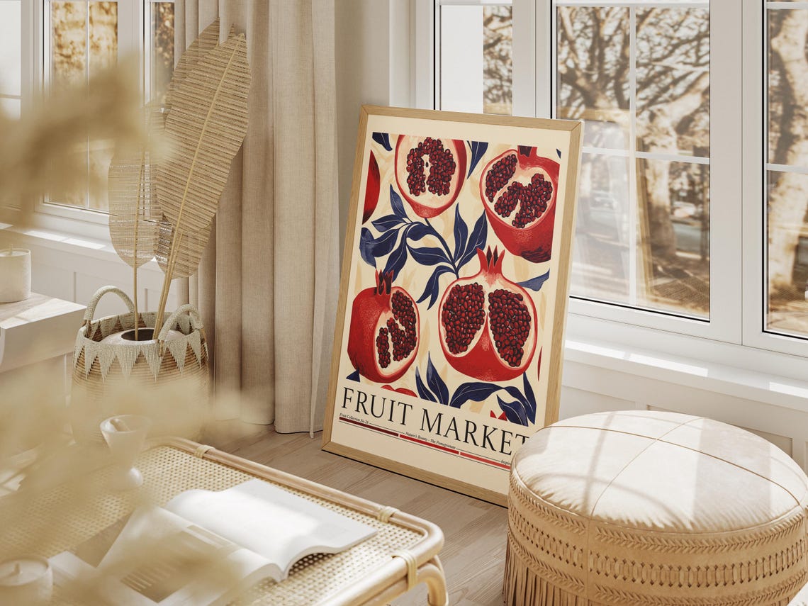 Pomegranate Fruit Market Poster, Modern Abstract Fruit - Image 4
