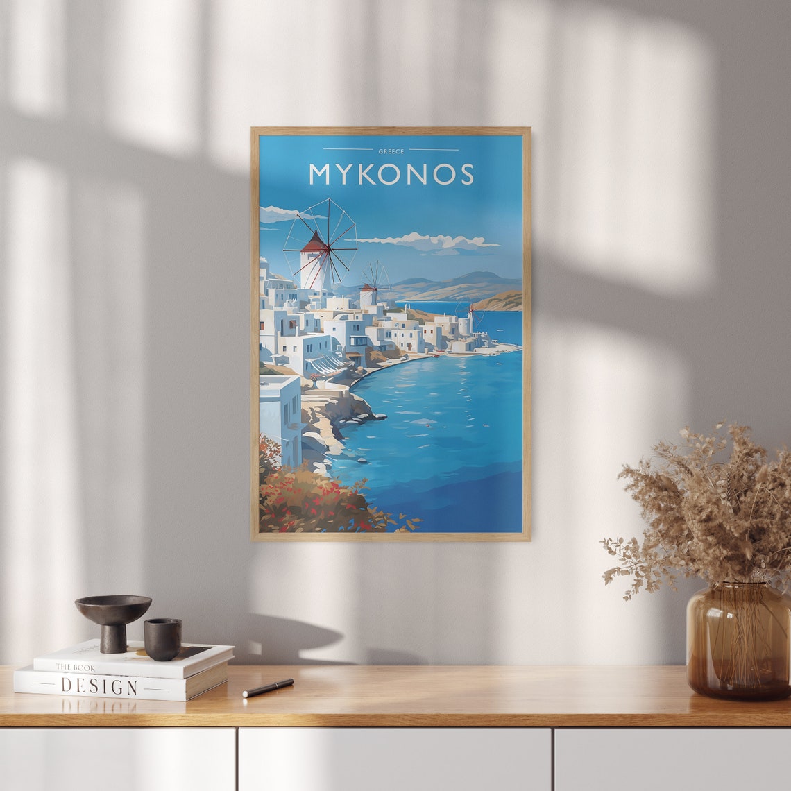Mykonos Travel Print Art Mykonos Travel Poster Gift Mykonos Travel Art Decor Greece Artwork Greece Travel Art Mykonos Travel Wall Art Print - Image 5