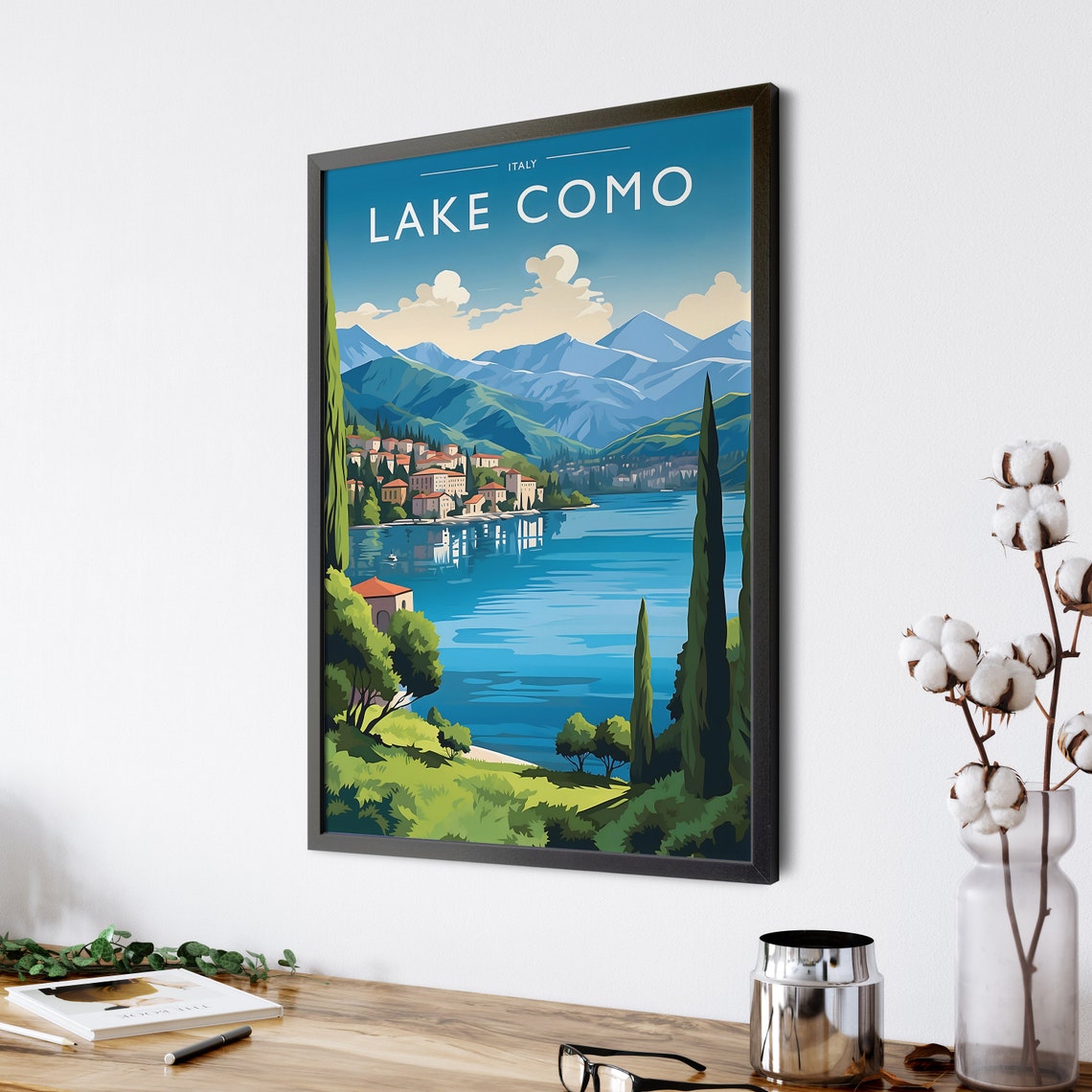 Lake Como Italy Lakeside Village Alpine Mountains Travel Poster - Image 4