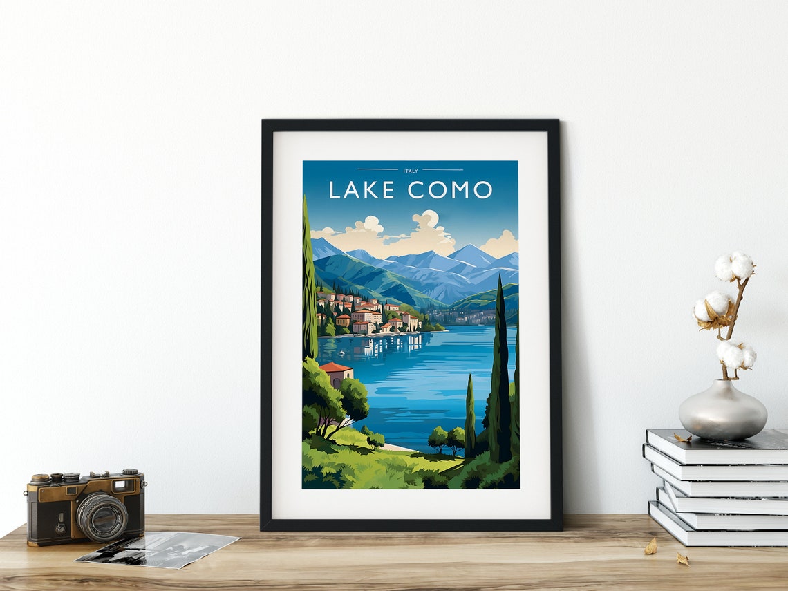 Lake Como Italy Lakeside Village Alpine Mountains Travel Poster - Image 3