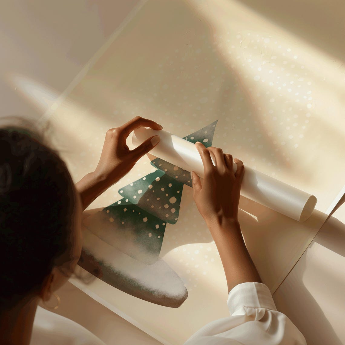 Snowy Minimalist Christmas Tree Winter Wonderland Cozy Holiday Poster - Image 4