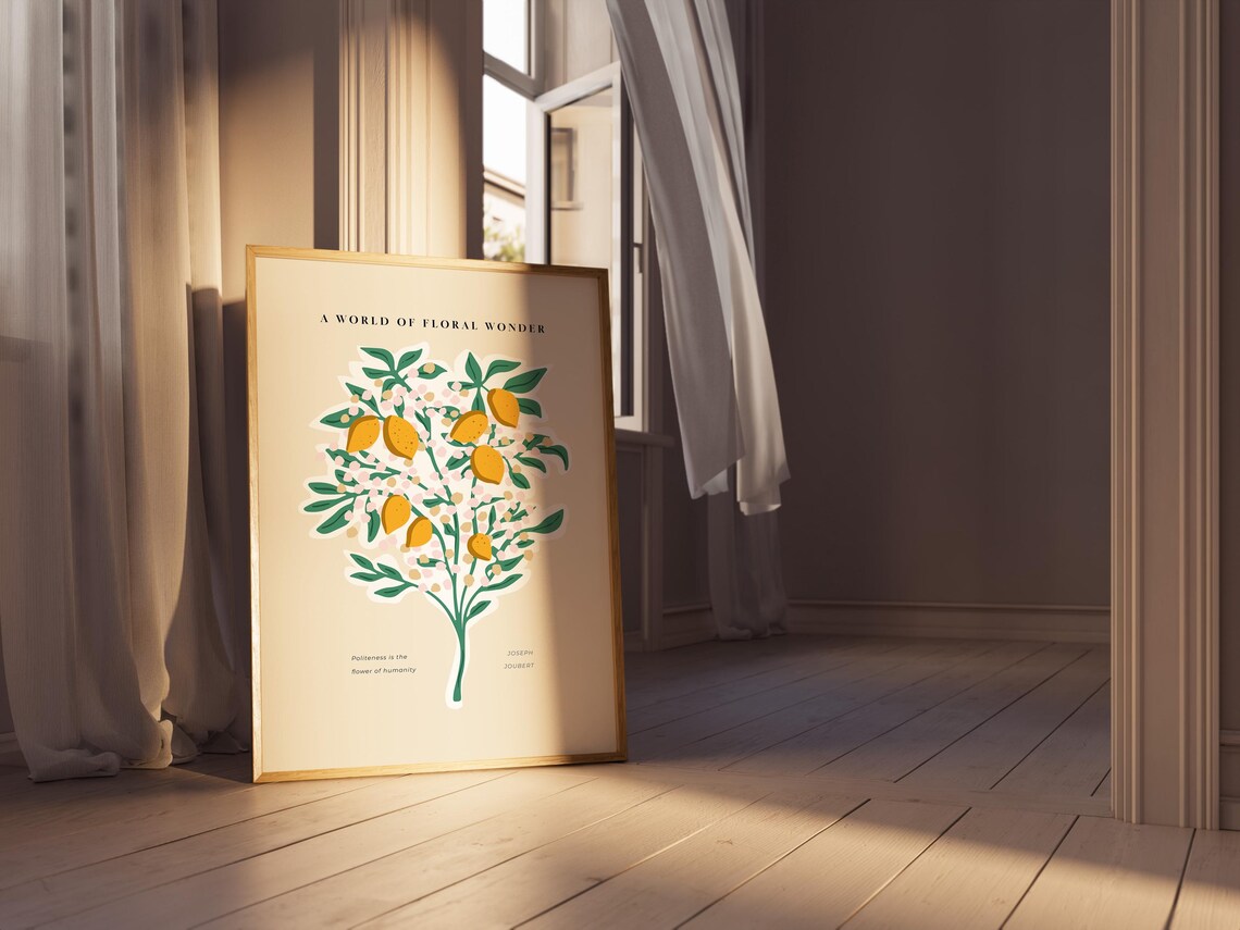 Floral Lemon Tree, Botanical Boho Nature Art Print - Image 2