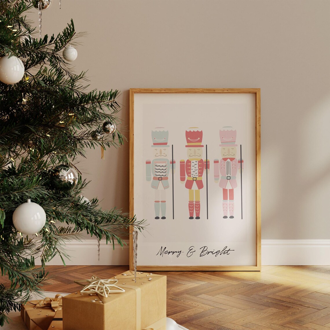 Nutcracker Christmas Art Print, Festive Holiday Decor
