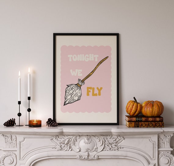 Cute Witchs Broom Halloween Decor Halloween Print Cute Kids Room Halloween Wall Art Halloween Party Decor Nursery Room Halloween Art