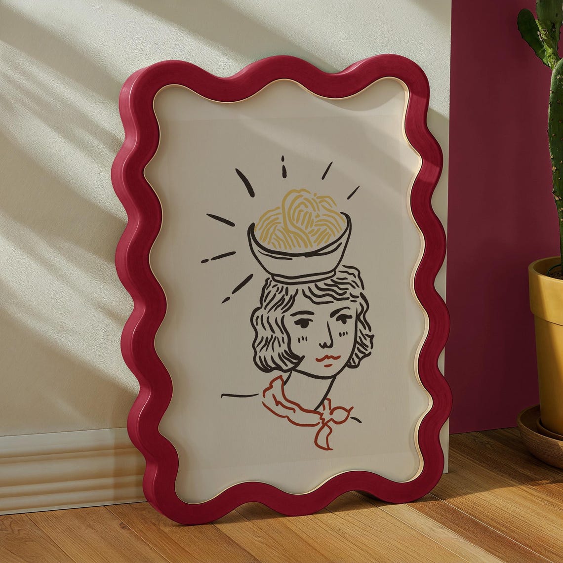 Pasta Lover Spaghetti Bowl Hat Woman Whimsical Italian Kitchen Poster - Image 4