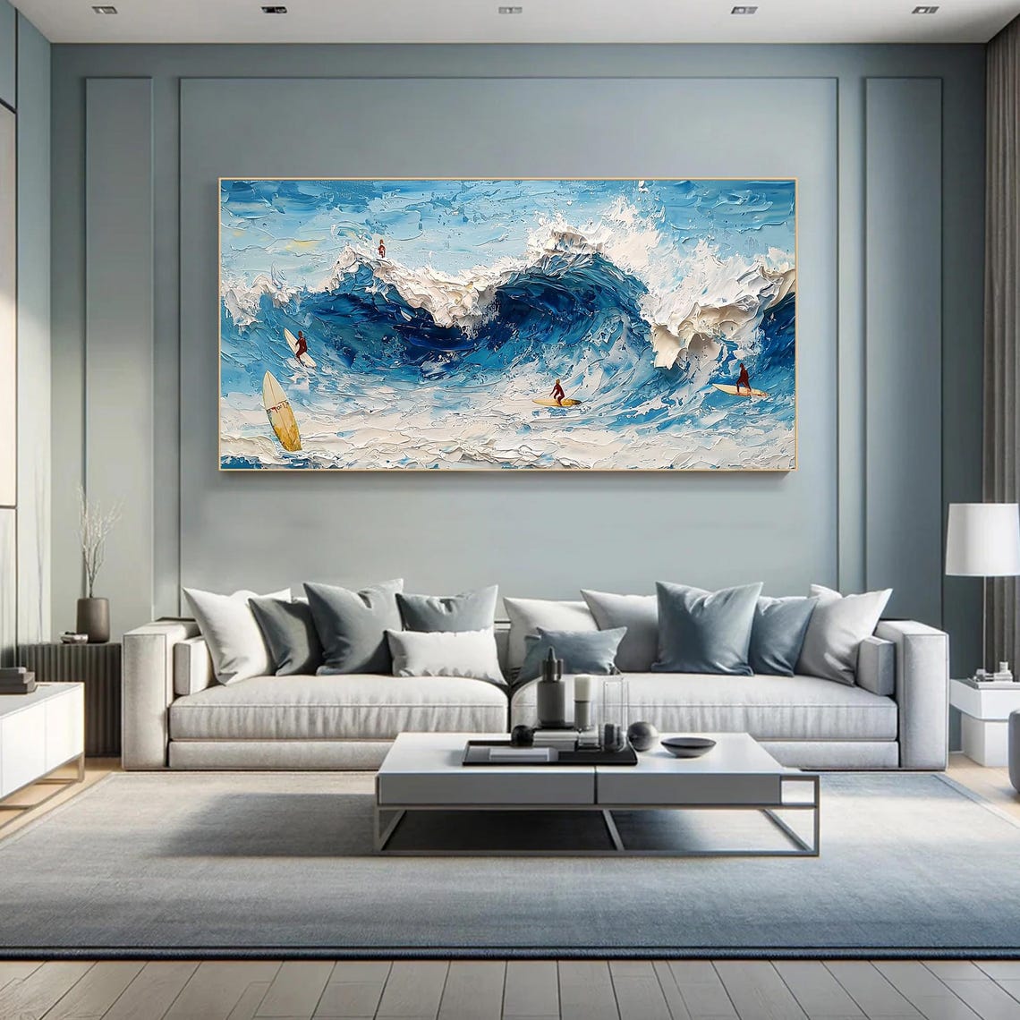 Original Abstract Surfing Oil Painting Surfing Sports Painting Large Ocean Seascape Wall Art Custom Fashion Living Room Wall Decor - Image 4