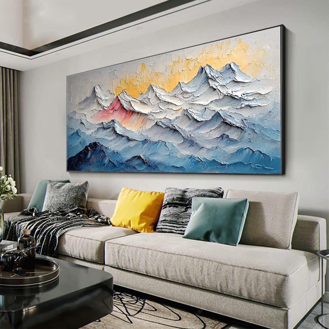 Large Original 3d Texture Painting Abstract Mountain Oil Painting Hand Painted Landscape Wall Art Custom Sofa Background Wall Decor - Image 3