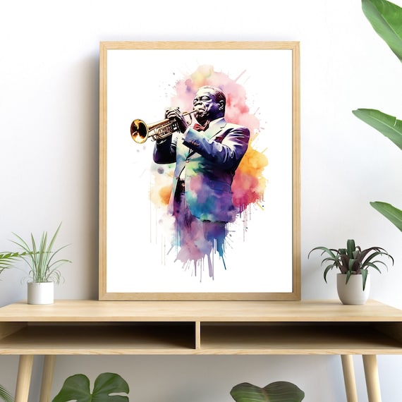 Passionate Jazz Trumpeter Watercolor Art Print