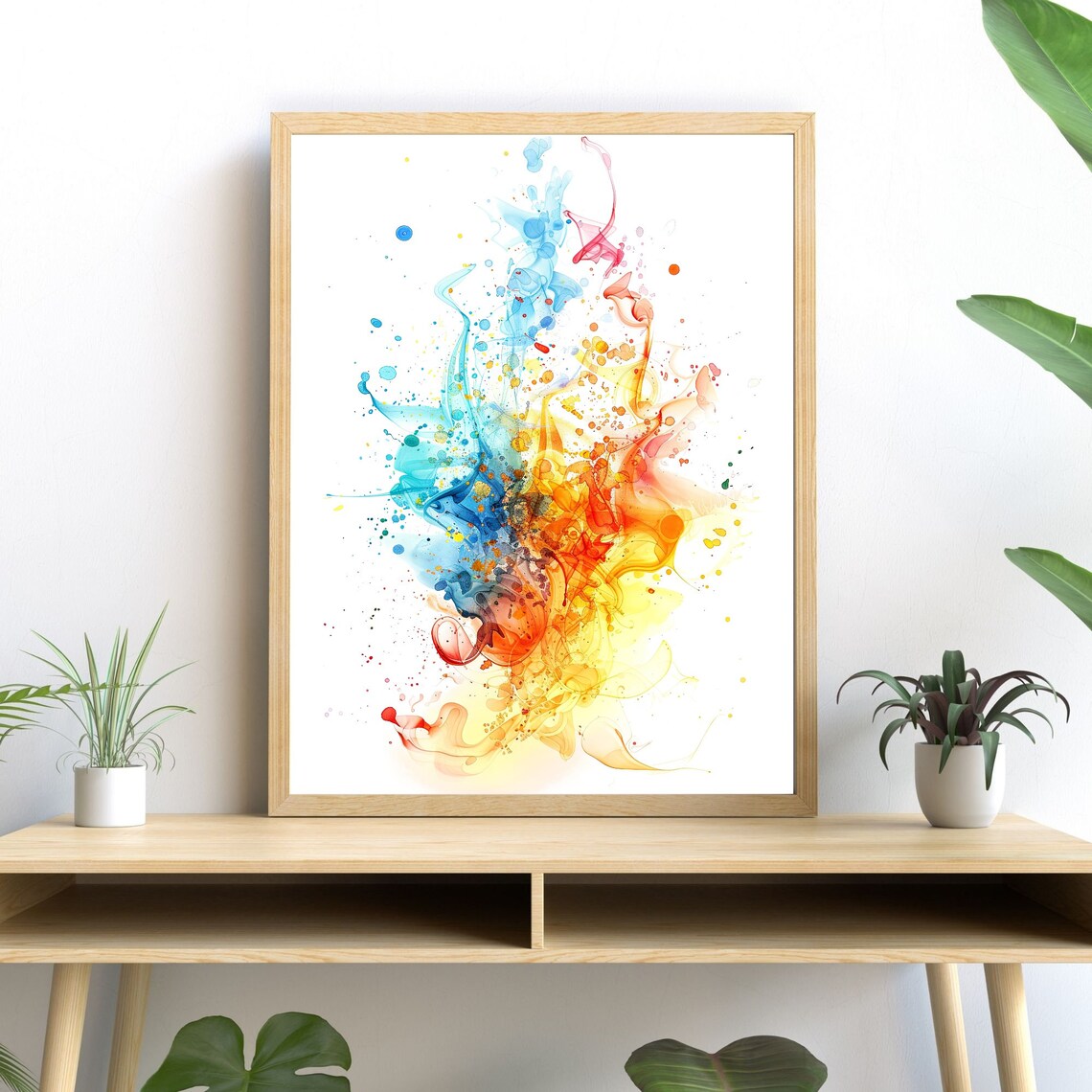 Abstract Fractal and Watercolor Mix Art Print