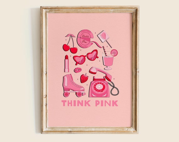 Think Pink Art Print Poster Design Illustration