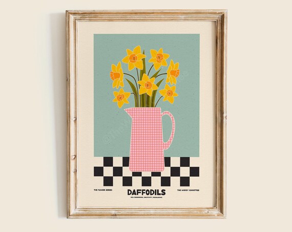 Daffodil Floral Art Print, Spring Wall Decor
