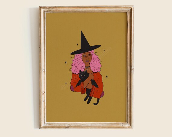 Season Of The Witch Art Print Colorful Whimsical Illustrated Poster Whimsigoth Room Decor Home