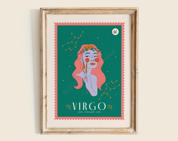 Virgo Star Sign Art Print Zodiac Poster Celestial Wall Decor